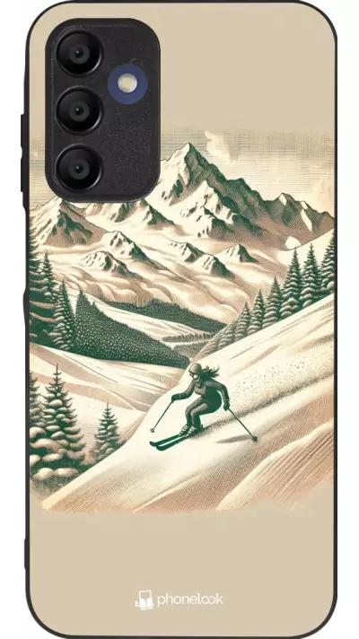 Coque Samsung Galaxy A16 - Silicone rigide noir Vintage Ski Mountain