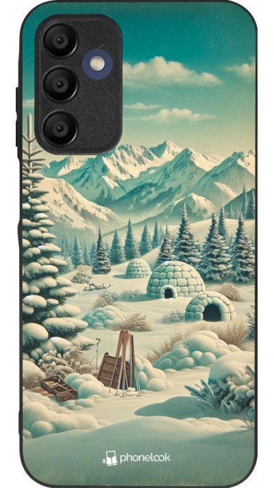 Coque Samsung Galaxy A16 - Silicone rigide noir Vintage Snowy Mountain Igloo