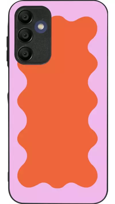 Coque Samsung Galaxy A16 - Silicone rigide noir Wavy Rectangle Orange Pink