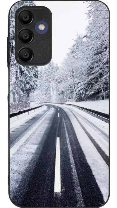 Coque Samsung Galaxy A16 - Silicone rigide noir Winter 22 Snowy Road