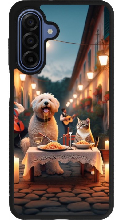Samsung Galaxy A17 Case Hülle - Silikon schwarz Valentin 2024 Hund & Katze Kerzenlicht