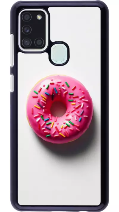 Coque Samsung Galaxy A21s - Weißer Hintergrund, pinker Donut