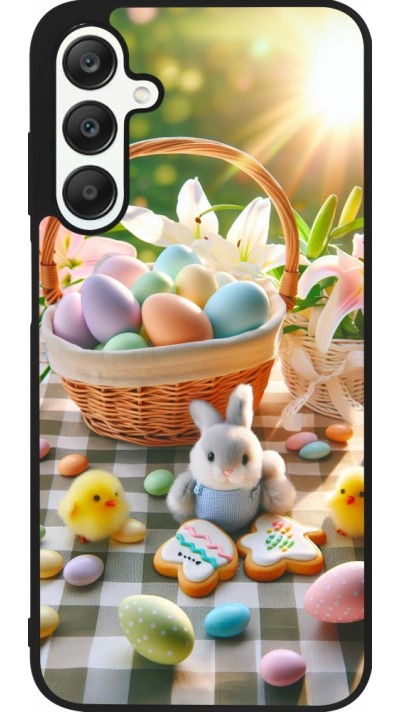 Coque Samsung Galaxy A25 - Silicone rigide noir Easter 2025 Panier Pâques
