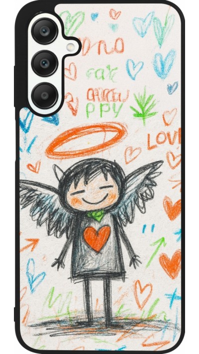 Coque Samsung Galaxy A25 - Silicone rigide noir Little Angel Sketch Love