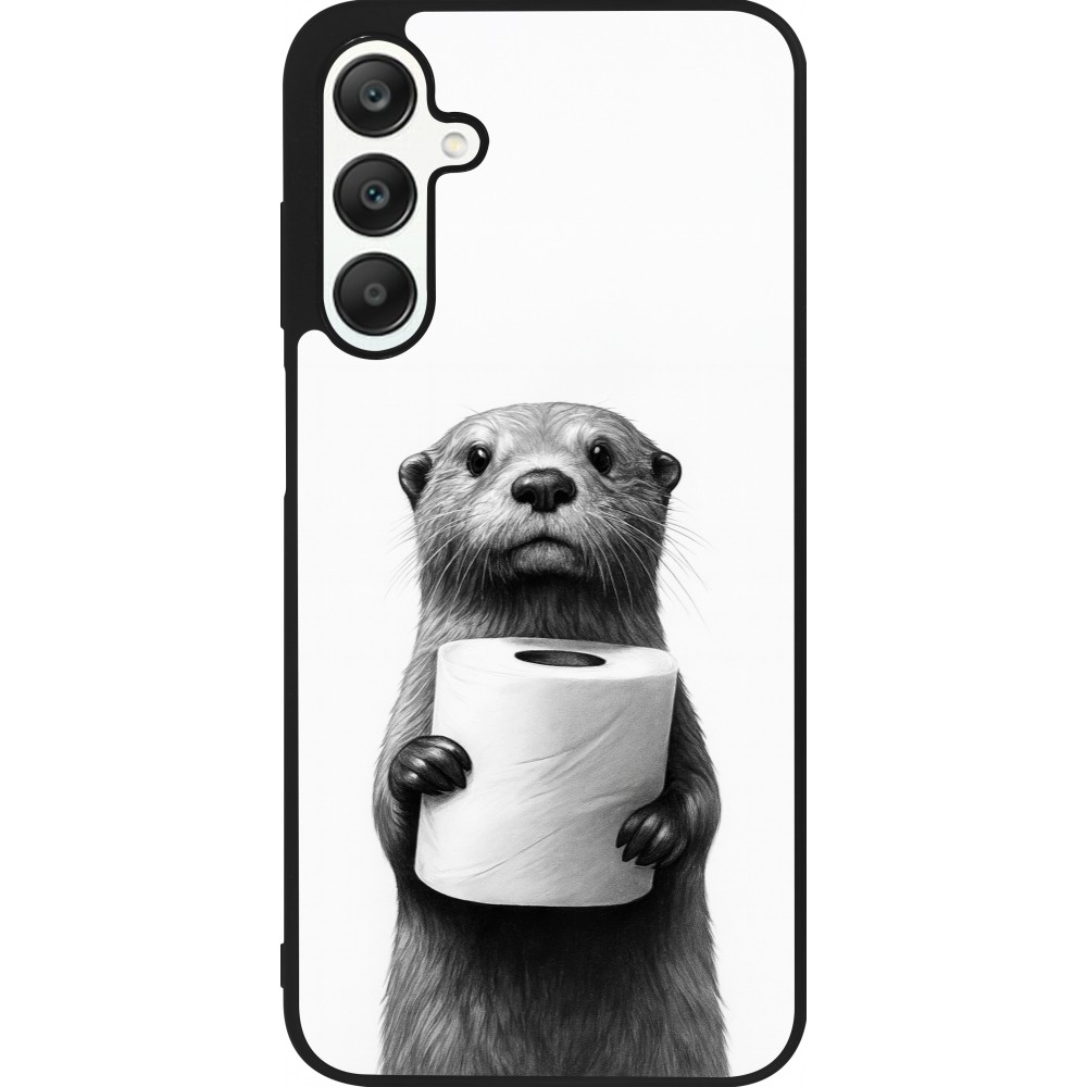 Coque Samsung Galaxy A25 - Silicone rigide noir Loutre papier de toilette