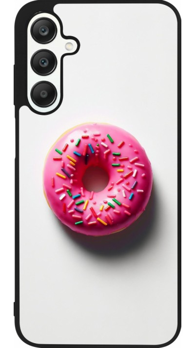 Coque Samsung Galaxy A25 - Silicone rigide noir Weißer Hintergrund, pinker Donut