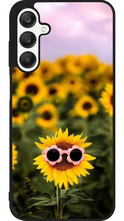 Samsung Galaxy A25 Case Hülle - Silikon schwarz Sunflower with glasses Spring 2026