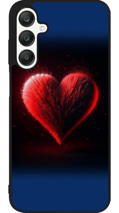 Coque Samsung Galaxy A25 - Silicone rigide noir Valentine 2025 coeur rouge