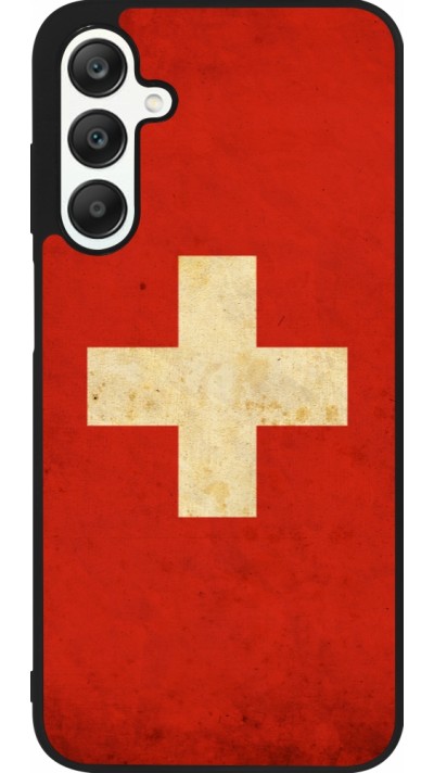 Coque Samsung Galaxy A25 - Silicone rigide noir Vintage Flag SWISS