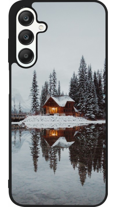 Samsung Galaxy A25 Case Hülle - Silikon schwarz Winter 25 Winter house forest afternoon