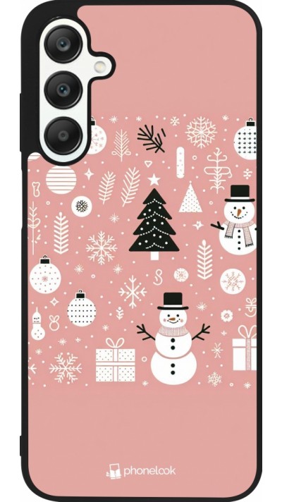 Samsung Galaxy A25 Case Hülle - Silikon schwarz Weihnachten 2024 Rose Schneemann Weihnachten