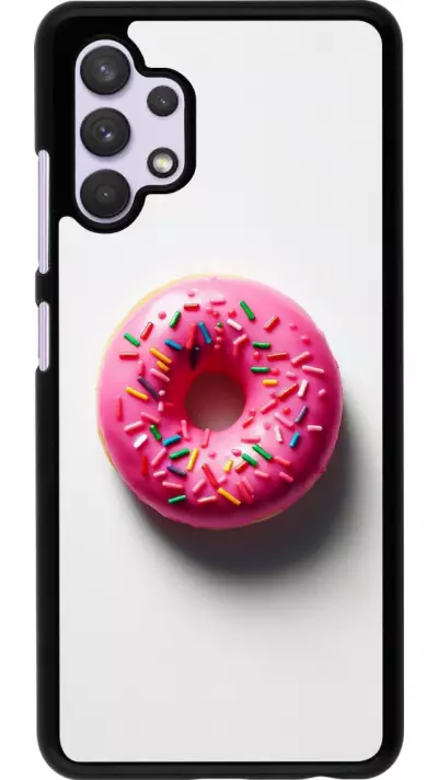 Samsung Galaxy A32 Case Hülle - Weisser Hintergrund, pinker Donut