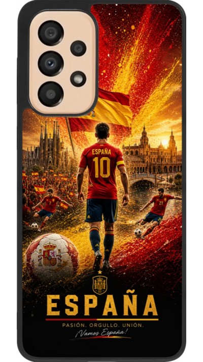 Coque Samsung Galaxy A33 5G - Silicone rigide noir Football Espagne splash 2026