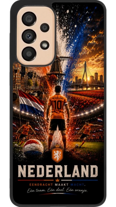 Coque Samsung Galaxy A33 5G - Silicone rigide noir Football Pays-Bas splash 2026
