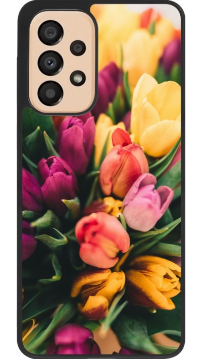 Coque Samsung Galaxy A33 5G - Silicone rigide noir Bouquet of tulips Spring 2026