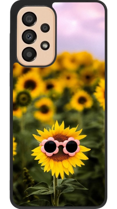 Coque Samsung Galaxy A33 5G - Silicone rigide noir Sunflower with glasses Spring 2026