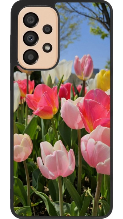 Coque Samsung Galaxy A33 5G - Silicone rigide noir Tulips Spring 2026