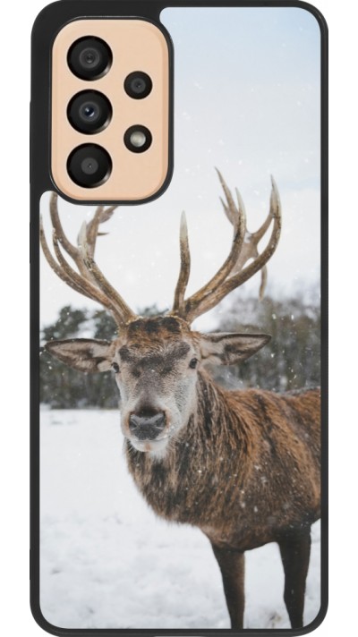 Coque Samsung Galaxy A33 5G - Silicone rigide noir Winter 25 Winter reindeer