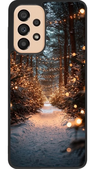 Coque Samsung Galaxy A33 5G - Silicone rigide noir Winter 25 Winter snowy road