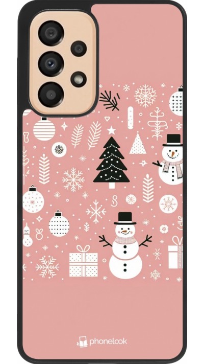 Samsung Galaxy A33 5G Case Hülle - Silikon schwarz Weihnachten 2024 Rose Schneemann Weihnachten