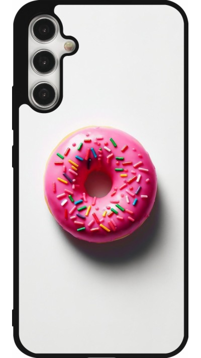 Coque Samsung Galaxy A34 5G - Silicone rigide noir Weißer Hintergrund, pinker Donut