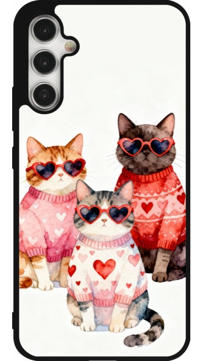 Coque Samsung Galaxy A34 5G - Silicone rigide noir Saint Valentines Day 26 Cat Love