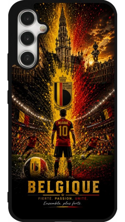 Coque Samsung Galaxy A34 5G - Silicone rigide noir Football Belgique splash 2026