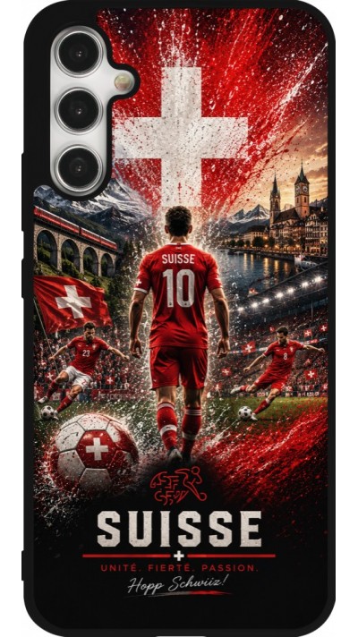 Coque Samsung Galaxy A34 5G - Silicone rigide noir Football Suisse splash 2026