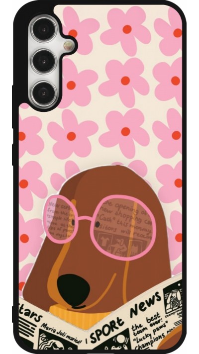 Samsung Galaxy A34 5G Case Hülle - Silikon schwarz Dog with newspaper Spring 2026