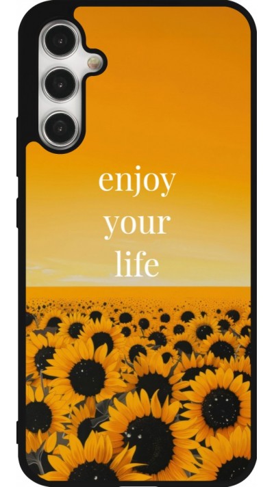 Coque Samsung Galaxy A34 5G - Silicone rigide noir Summer 2026 Enjoy your life