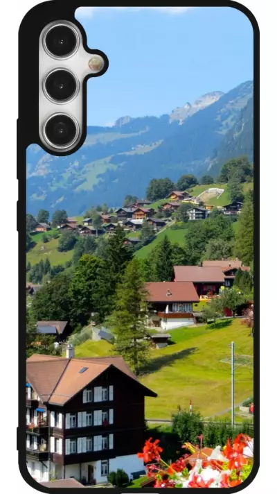 Coque Samsung Galaxy A34 5G - Silicone rigide noir Fête Nationale Suisse Paysage
