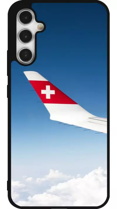 Coque Samsung Galaxy A34 5G - Silicone rigide noir Fête Nationale Suisse Sky Swiss Flag