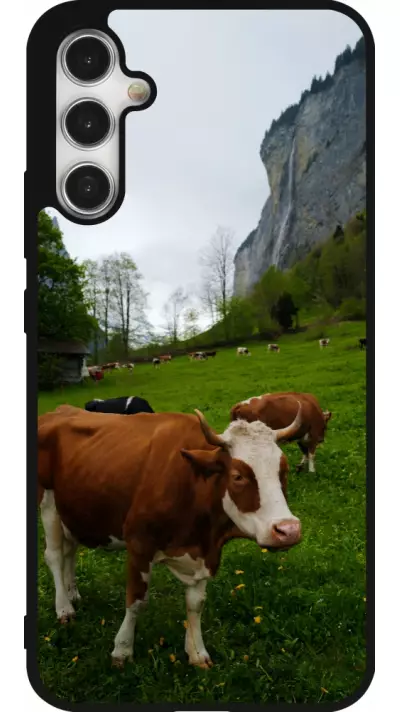 Coque Samsung Galaxy A34 5G - Silicone rigide noir Fête Nationale Suisse Vaches