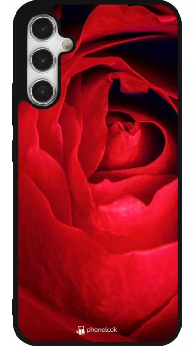 Coque Samsung Galaxy A34 5G - Silicone rigide noir Valentine 2022 Rose