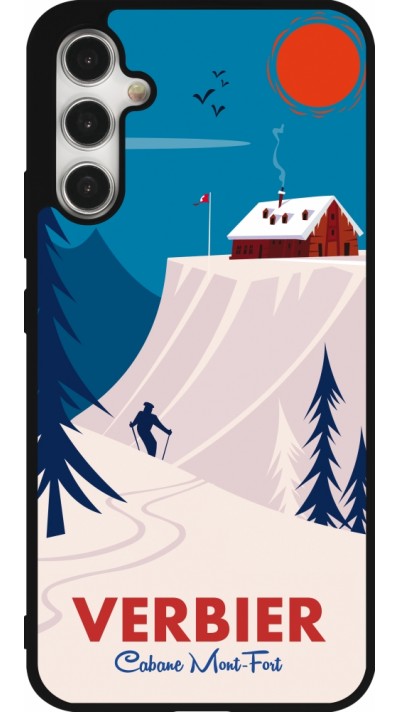 Coque Samsung Galaxy A34 5G - Silicone rigide noir Verbier Cabane Mont-Fort