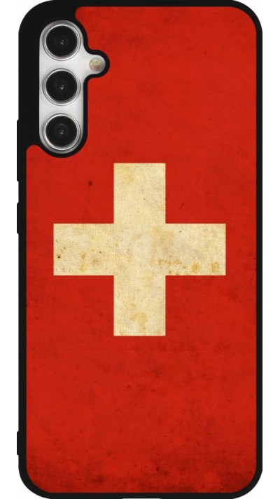 Coque Samsung Galaxy A34 5G - Silicone rigide noir Vintage Flag SWISS