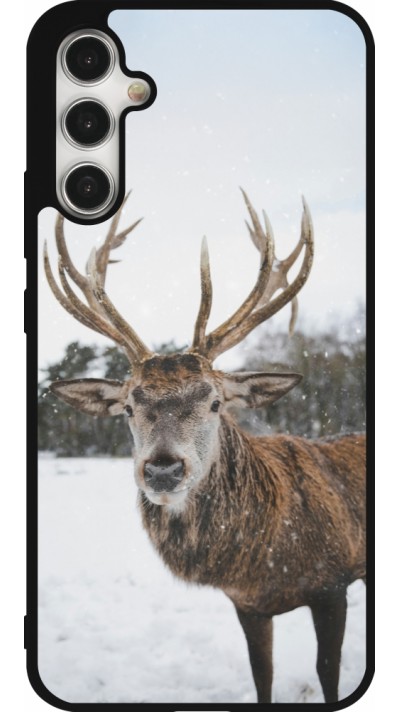 Coque Samsung Galaxy A34 5G - Silicone rigide noir Winter 25 Winter reindeer