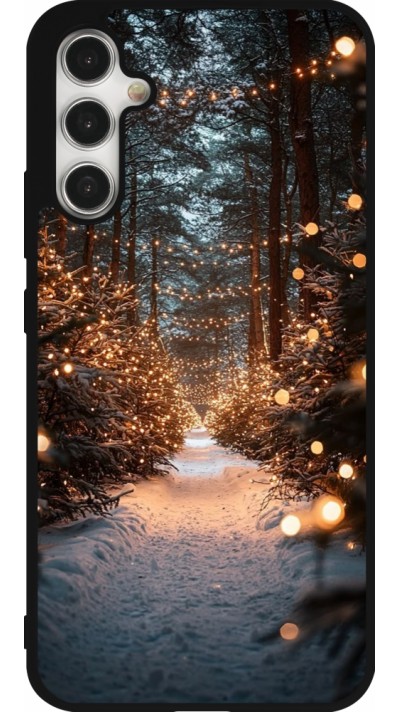 Coque Samsung Galaxy A34 5G - Silicone rigide noir Winter 25 Winter snowy road