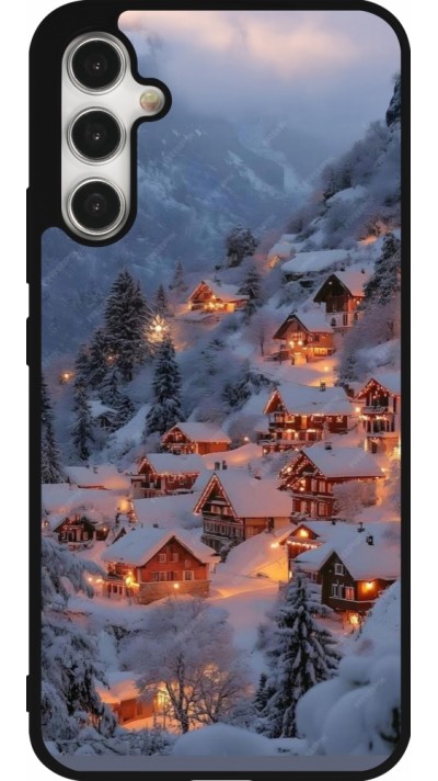 Coque Samsung Galaxy A34 5G - Silicone rigide noir Winter 25 Winter snowy village