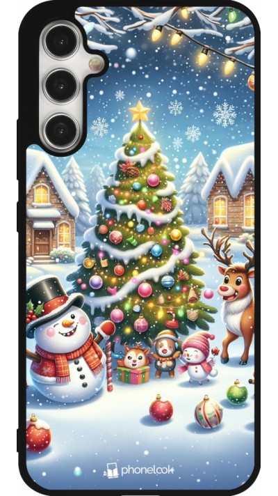 Samsung Galaxy A34 5G Case Hülle - Silikon schwarz Weihnachten 2023 Schneemann und Tannenbaum Samsung Galaxy A34 5G Case Hülle - Silikon schwarz Weihnachten 2023 Schneemann und Tannenbaum