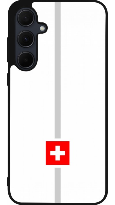 Coque Samsung Galaxy A35 5G - Silicone rigide noir Canton CH blanc