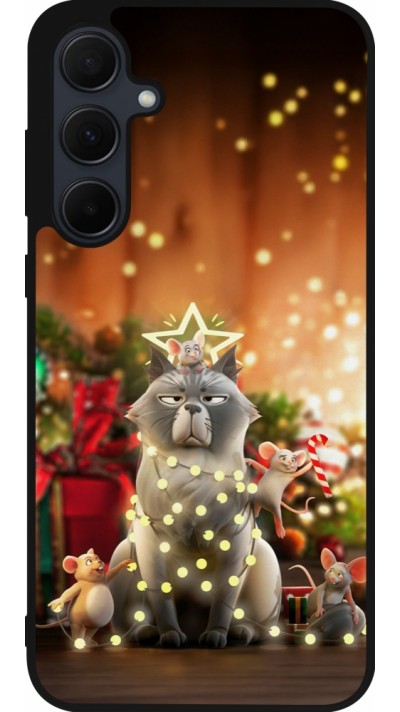 Samsung Galaxy A35 5G Case Hülle - Silikon schwarz Christmas 25 Xmas Cat