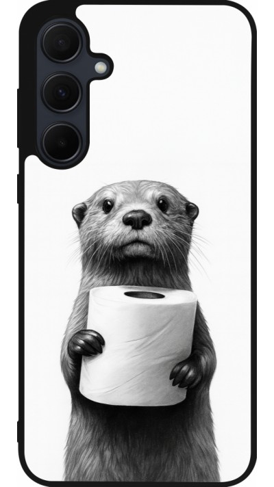 Coque Samsung Galaxy A35 5G - Silicone rigide noir Loutre papier de toilette