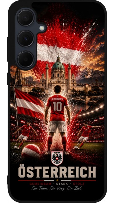 Coque Samsung Galaxy A35 5G - Silicone rigide noir Football Autriche splash 2026