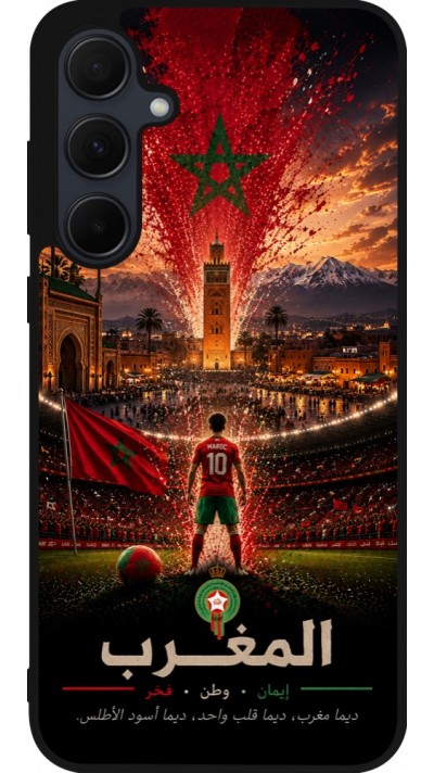 Coque Samsung Galaxy A35 5G - Silicone rigide noir Football Maroc splash 2026