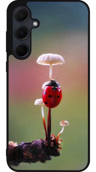 Coque Samsung Galaxy A35 5G - Silicone rigide noir Ladybird on a mushroom Spring 2026