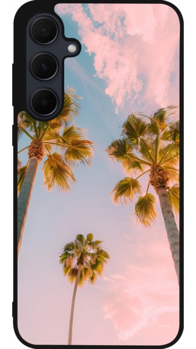 Samsung Galaxy A35 5G Case Hülle - Silikon schwarz Summer 2025 Palmiers