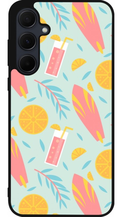 Samsung Galaxy A35 5G Case Hülle - Silikon schwarz Summer 2025 Pattern citron