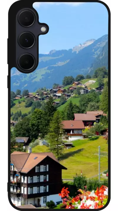 Coque Samsung Galaxy A35 5G - Silicone rigide noir Fête Nationale Suisse Paysage