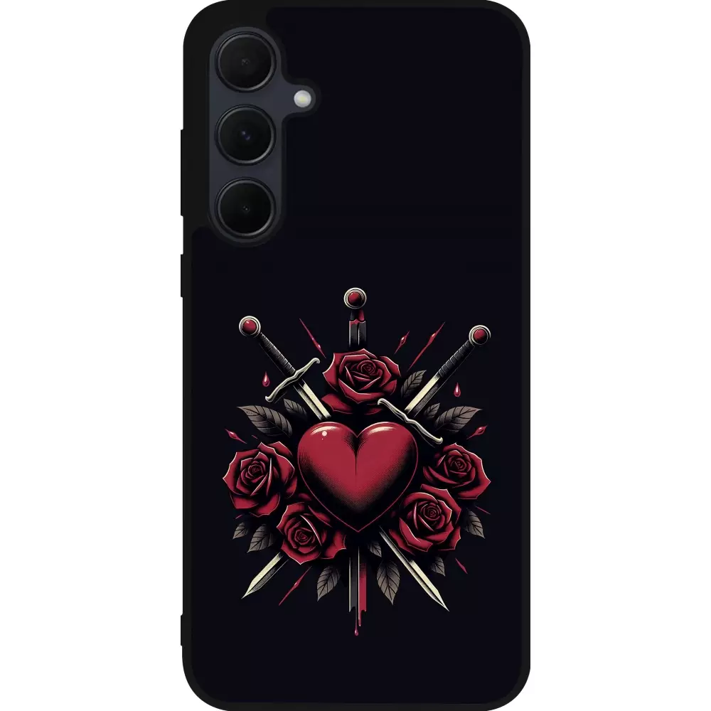 Coque Samsung Galaxy A35 5G - Silicone rigide noir Valentine 2024 gothic love